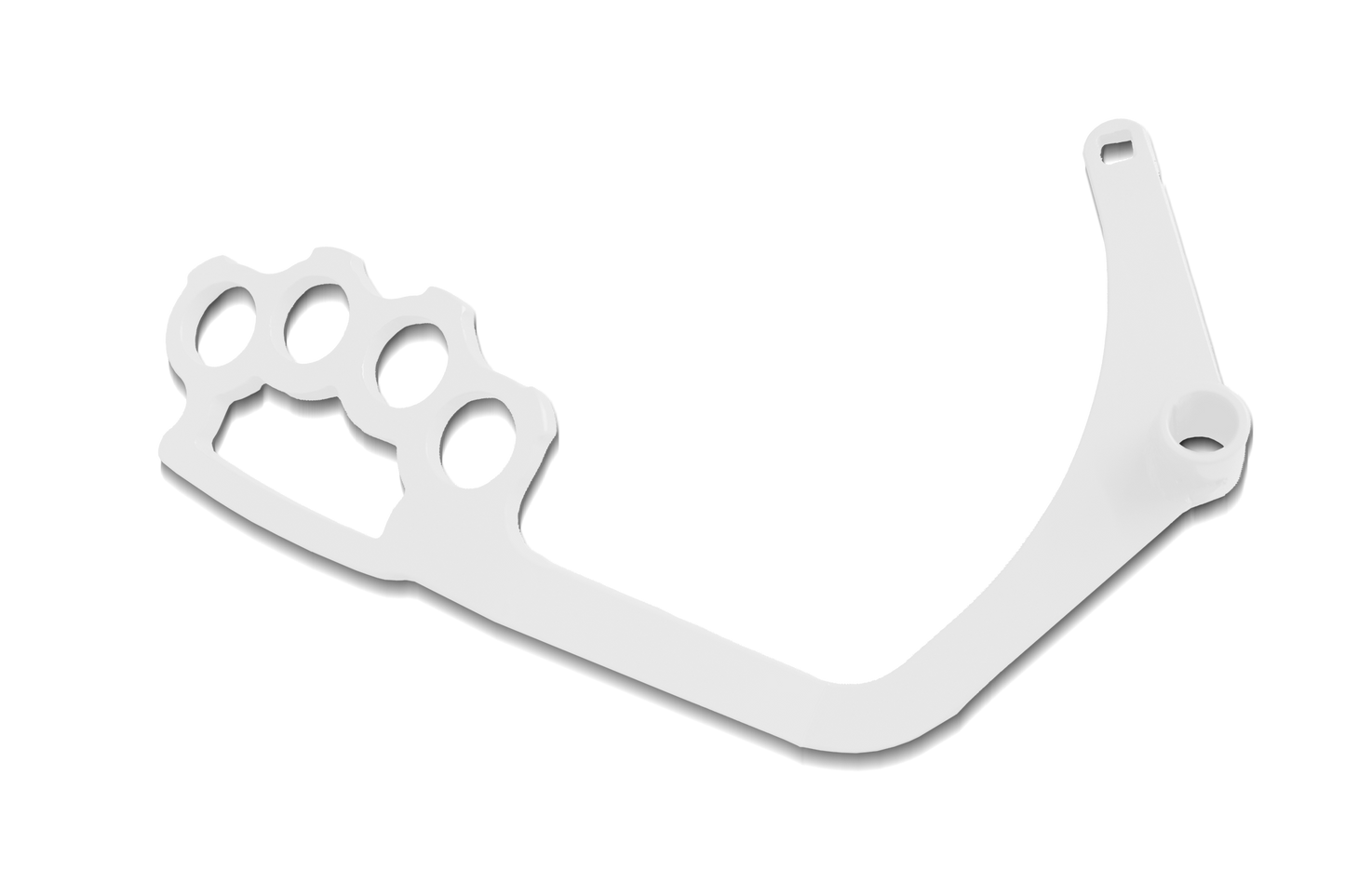 White new body style Polaris Ranger HD "brass" knuckle shifters. Replaces the weak factory cast aluminum shifter. No modifications necessary. Bolts on using all factory hardware and bushings.