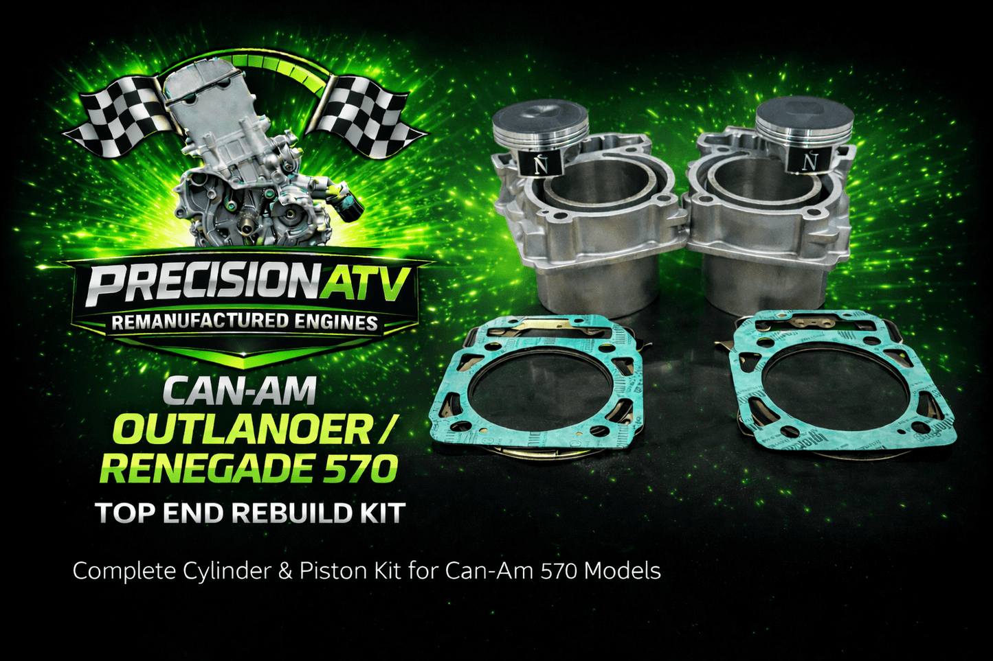 Can - Am Outlander 570 Renegade 570 Top End Rebuild Kit – Cylinders & Pistons - PRECISION ATV