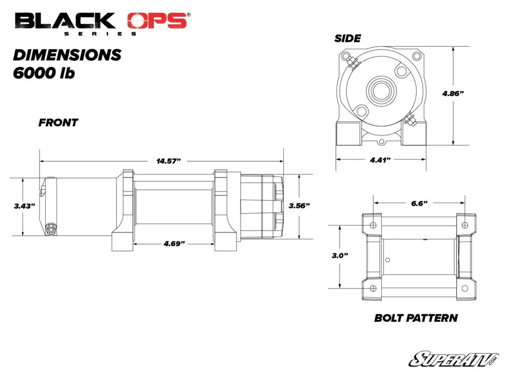 Super ATV 6000 LB. UTV/ATV WINCH (WITH WIRELESS REMOTE & SYNTHETIC ROPE) - PRECISION ATV FAB